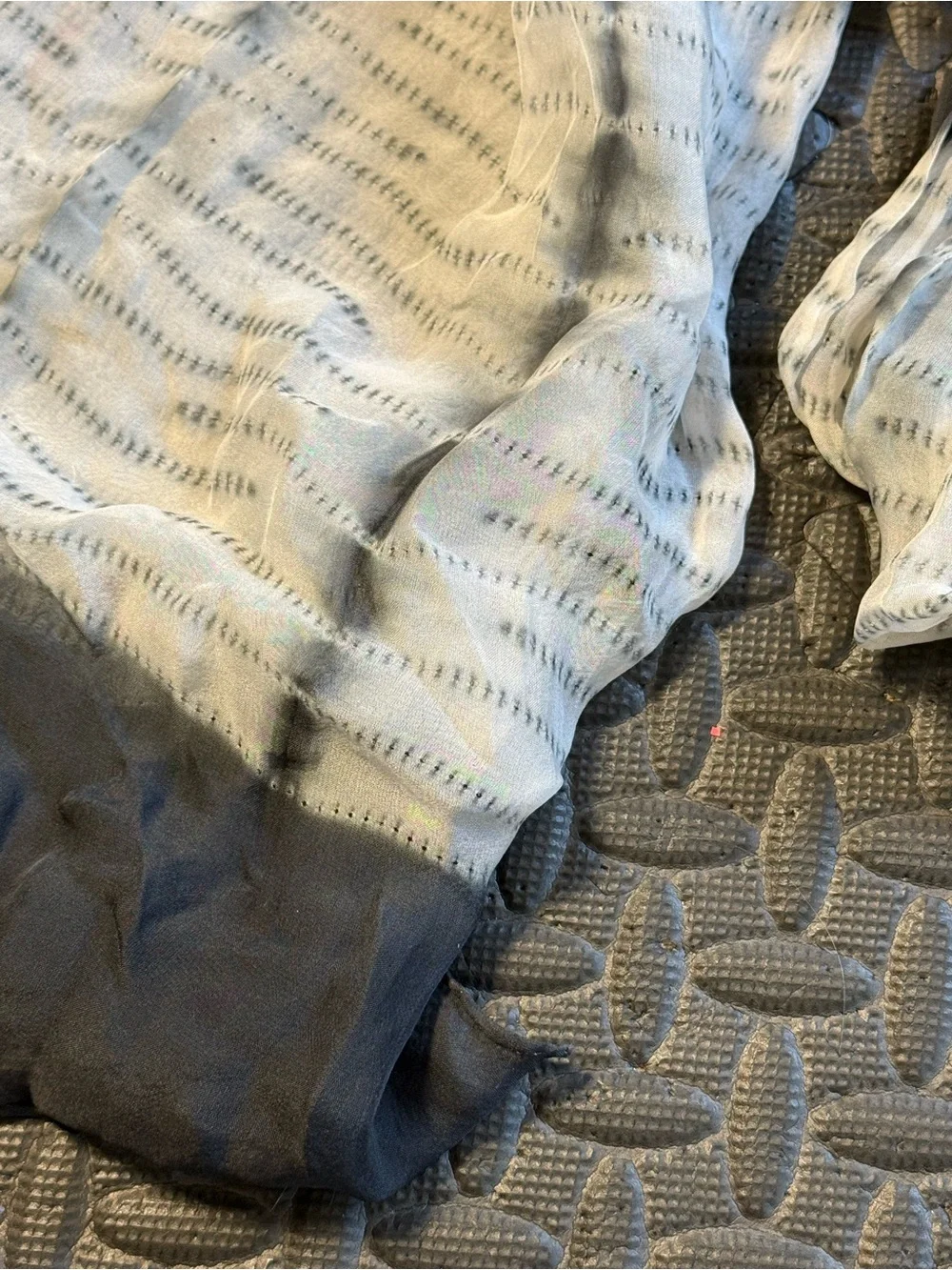 Eileen Fisher Silk Georgette Shibori Scarf Black & White Tie Dye Wrap